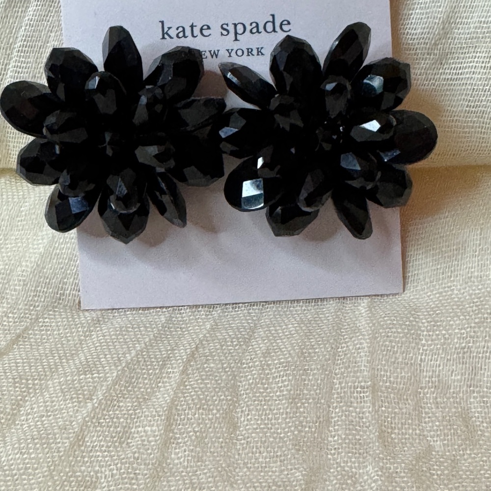 Kate Spade Jet Black Floral Earrings